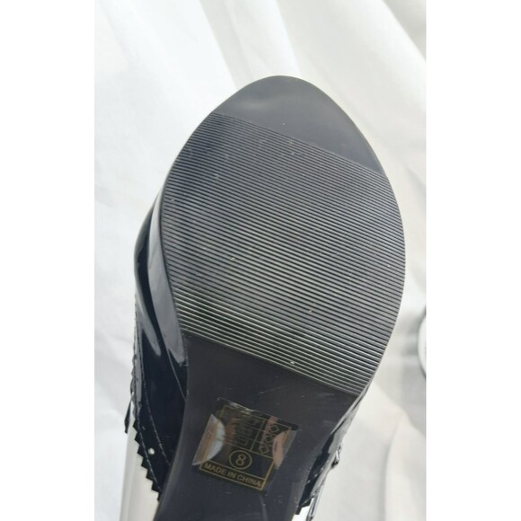 Ellie Women Size 8 Oxford Mary Jane Black/White Patent Leather Platform Shoes - Picture 8 of 9